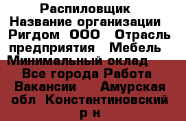 Распиловщик › Название организации ­ Ригдом, ООО › Отрасль предприятия ­ Мебель › Минимальный оклад ­ 1 - Все города Работа » Вакансии   . Амурская обл.,Константиновский р-н